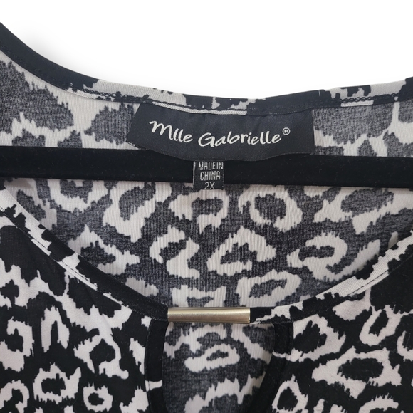 🌿Mlle Gabrielle Womens Black/White Animal Leopard Cheetah Print Dress 2x - Picture 5 of 9